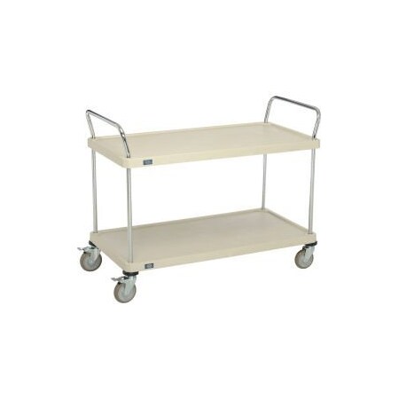 Global Equipment Nexel    Utility Cart With Chrome Posts, 2 Shelf, 48"Lx24"W, Polyurethane Brake Casters, Tan 2448P2SPB